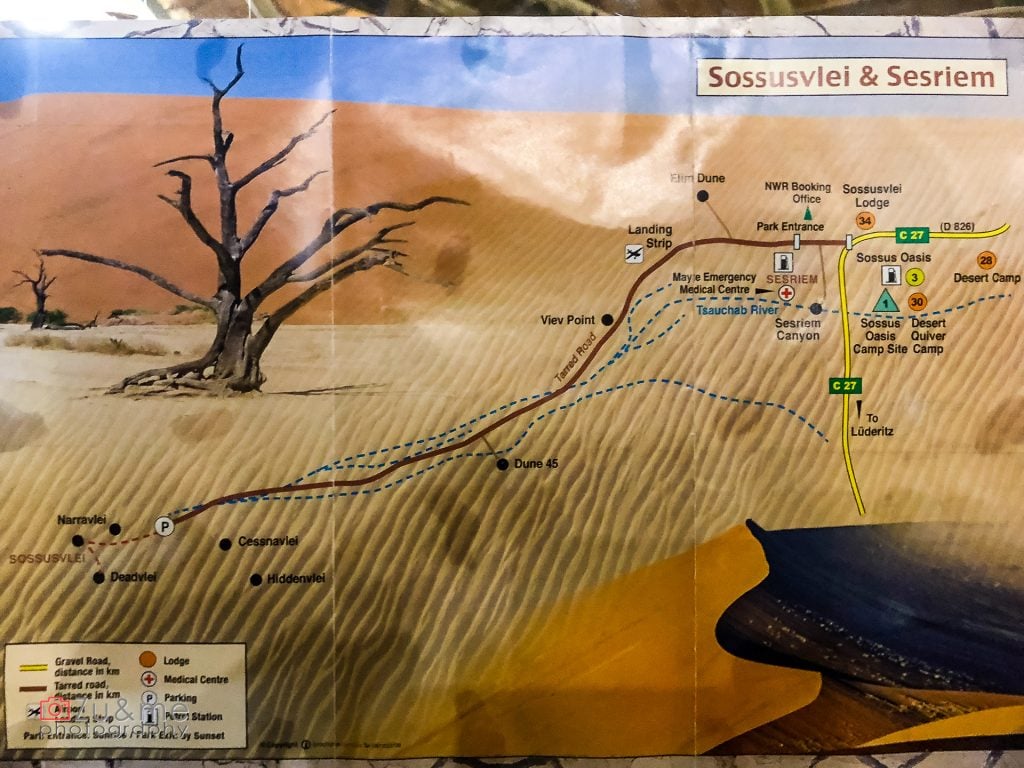 Mapka Sossusvlei and Sesriem