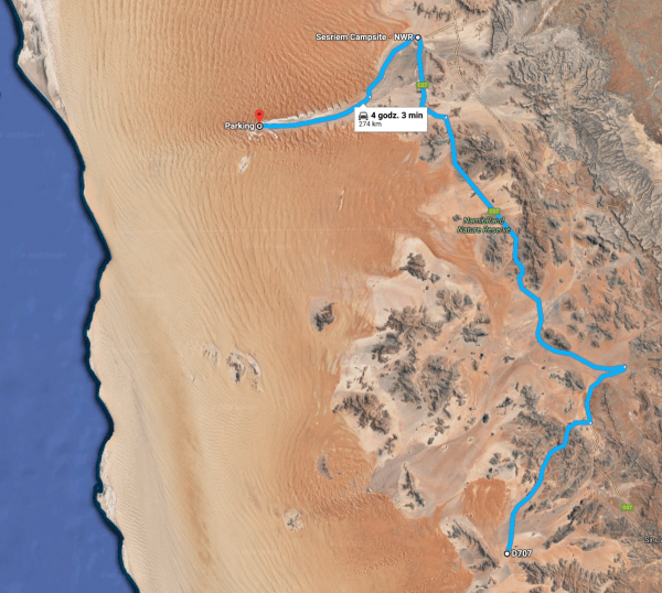 Trasa Koiimasis->Sesriem Campsite->Sossusvlei